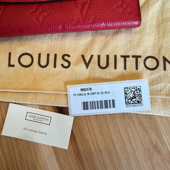 Louis Vuitton Emilie Wallet Cerise Cherry Empreinte Leather Spain w/ COA! - Picture 15 of 16